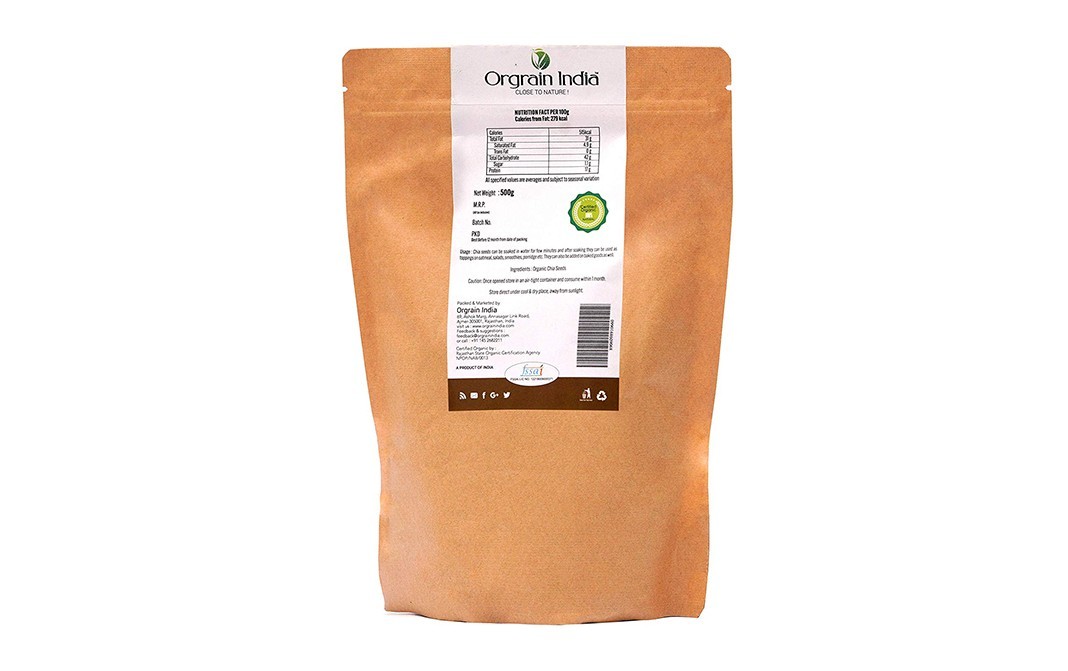 Orgrain India Organic Chia Seeds    Pack  500 grams